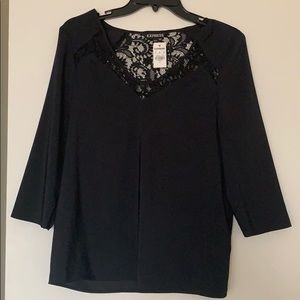 NWT express black lace panel top size S